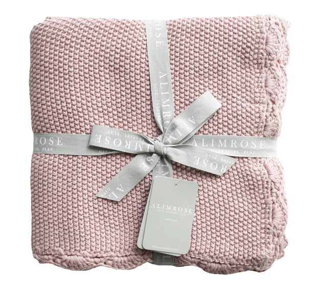 Mini knit Moss Stitch Blanket 100% Organic Cotton - Pink