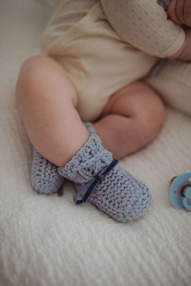 Blue Merino Wool Bonnet & Booties - Snuggle Hunny Kids
