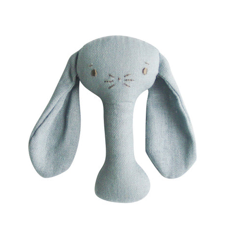 Alimrose Bobby Bunny Linen Stick Rattle - Grey
