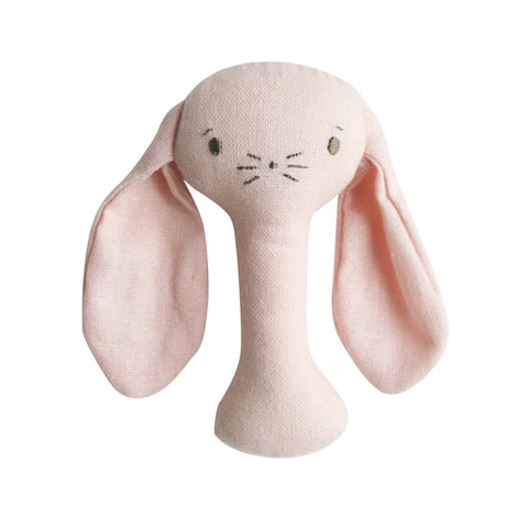 Alimrose Bobby Bunny Linen Stick Rattle - Soft Pink-Jack & Willow