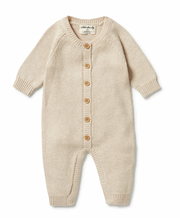 Wilson & Frenchy Knitted Button Growsuit - Oatmeal Melange